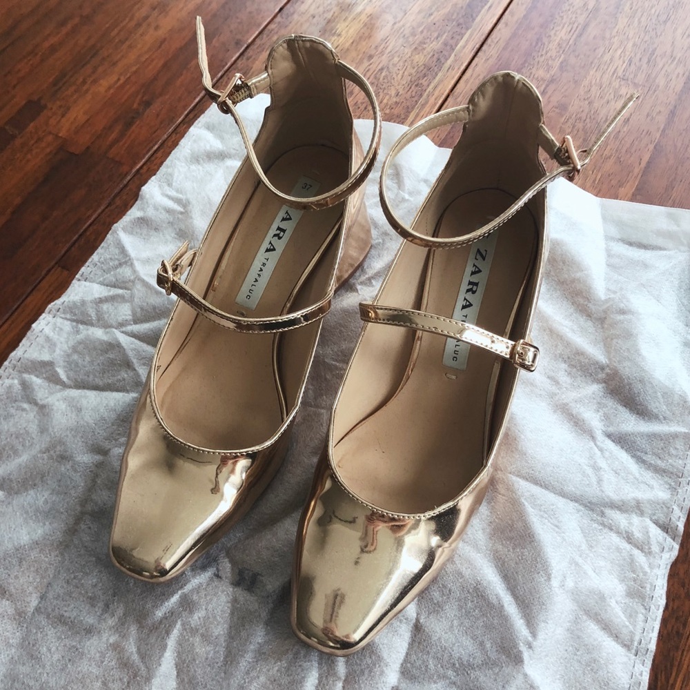 ZARA gold black heel - Picture 2 of 6